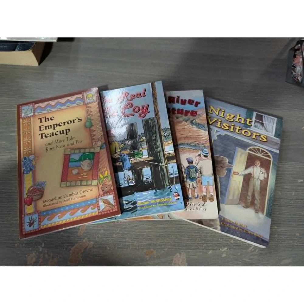 Rigby Literacy 4 Book Set Emperors Teacup Real McCoy Fossil River Night Visitors